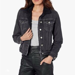 Lucky Brand Womens Sherpa Lined Denim Trucker Jacket Size Large